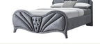 Dante Queen Upholstered Bed with Velvet Headboard - Dark Gray