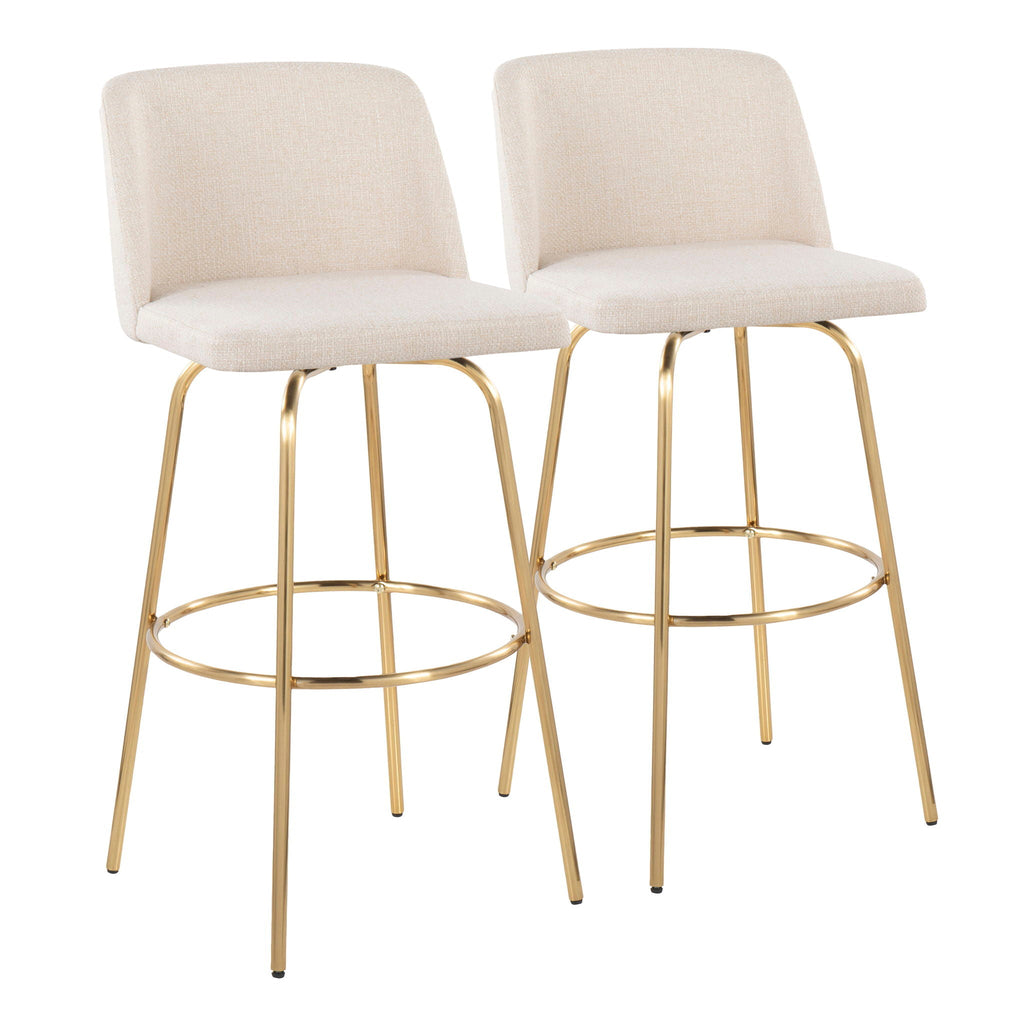 Contemporary Swivel Barstool Set with Round Footrest - Multiple Colors