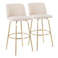 Contemporary Swivel Barstool Set with Round Footrest - Multiple Colors