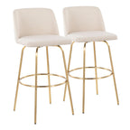 Contemporary Swivel Barstool Set with Round Footrest - Multiple Colors
