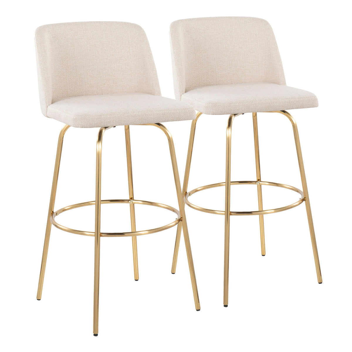Contemporary Swivel Barstool Set with Round Footrest - Multiple Colors