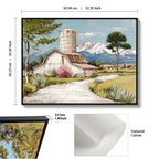 Framed Canvas Wall Art: Wildflower Barn Nature Print