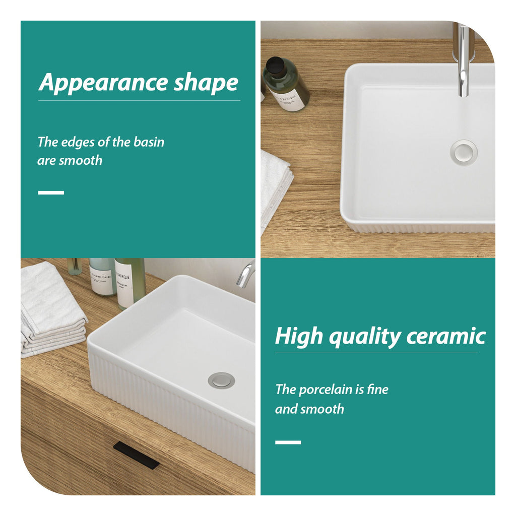 Modern Ceramic Vessel Bathroom Sink with Stain Resistance - White