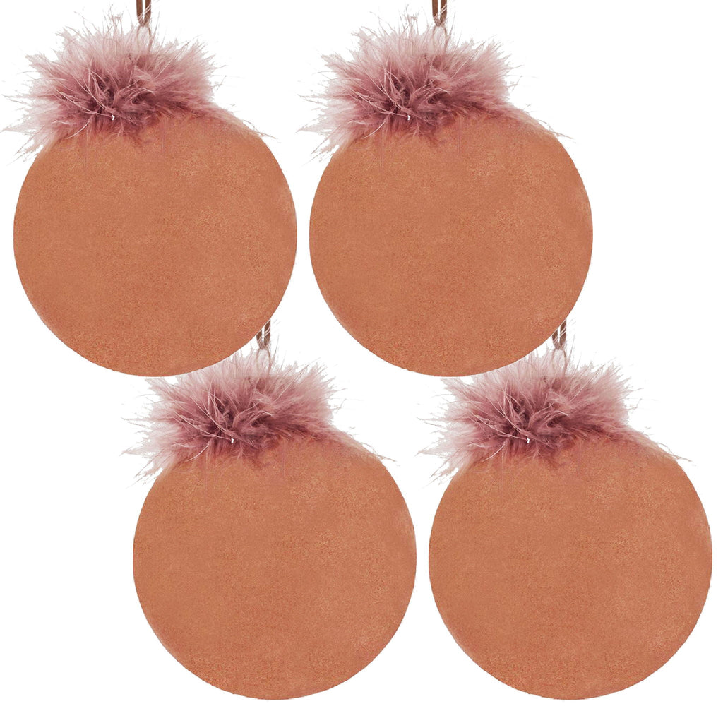 Glass Christmas Ball Ornaments with Hanging Loop - Light Brown