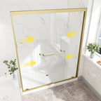 55-60" Adjustable Brushed Shower Door with Tempered Glass - Brushed Gold