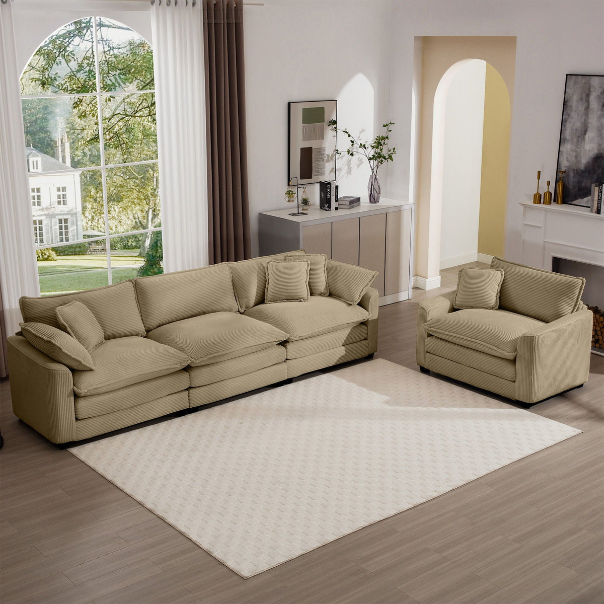Oversized Deep-Seat Fabric Sofa & Chair Sets