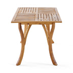 Acacia Wood Outdoor Dining Set with Cushions - 7 Piece Patio Set, Cream