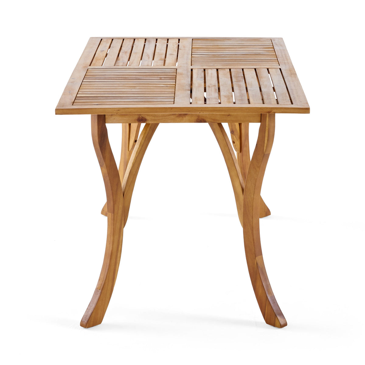 Acacia Wood Outdoor Dining Set with Cushions - 7 Piece Patio Set, Cream