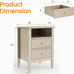 Fluted Nightstand with 2 Drawers and Soft-Close Slides - Multiple Colors