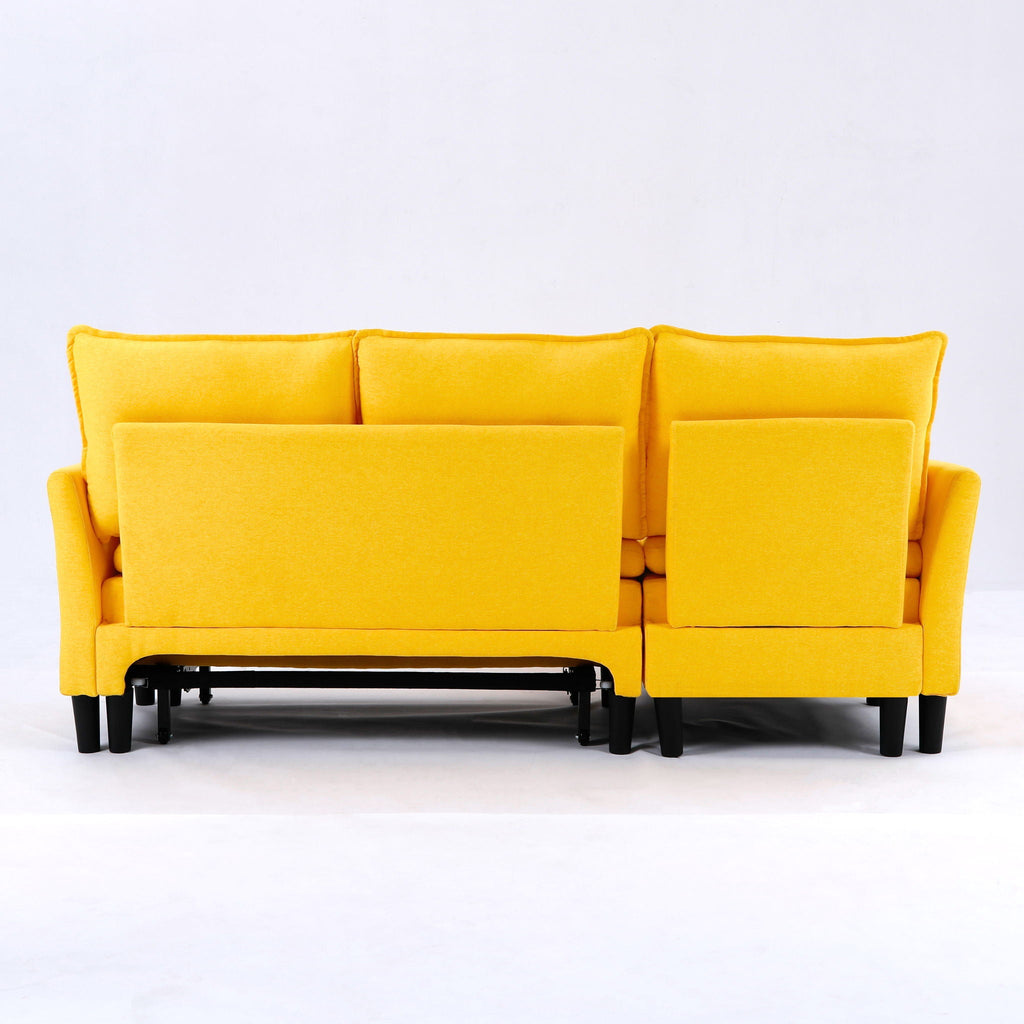 Reversible Chaise Sleeper Sectional Sofa with Storage - Cotton-Linen Upholstery