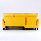 Reversible Chaise Sleeper Sectional Sofa with Storage - Cotton-Linen Upholstery
