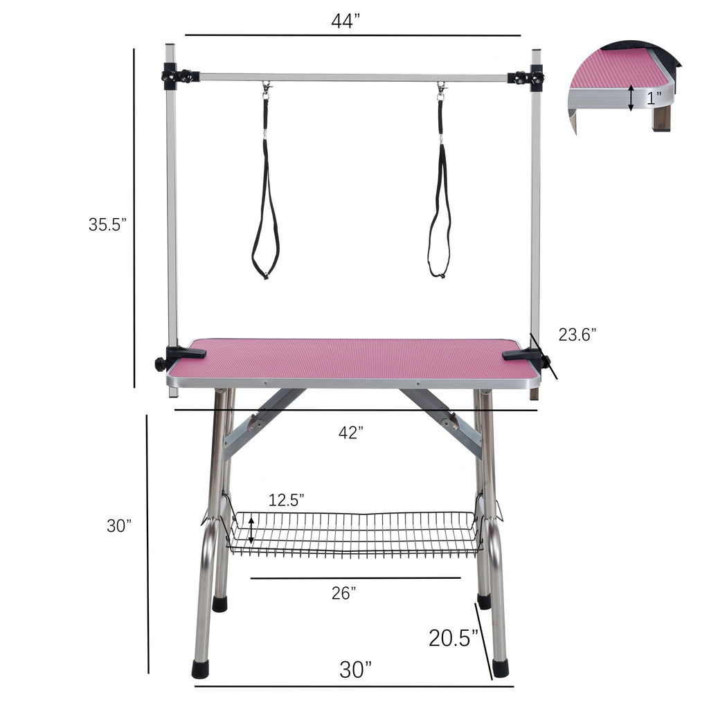 Folding Pet Grooming Table with Adjustable Arm - Multiple Colors