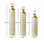 Large Glazed Floor Vases with Elegant Hammered Detail - Gold / White