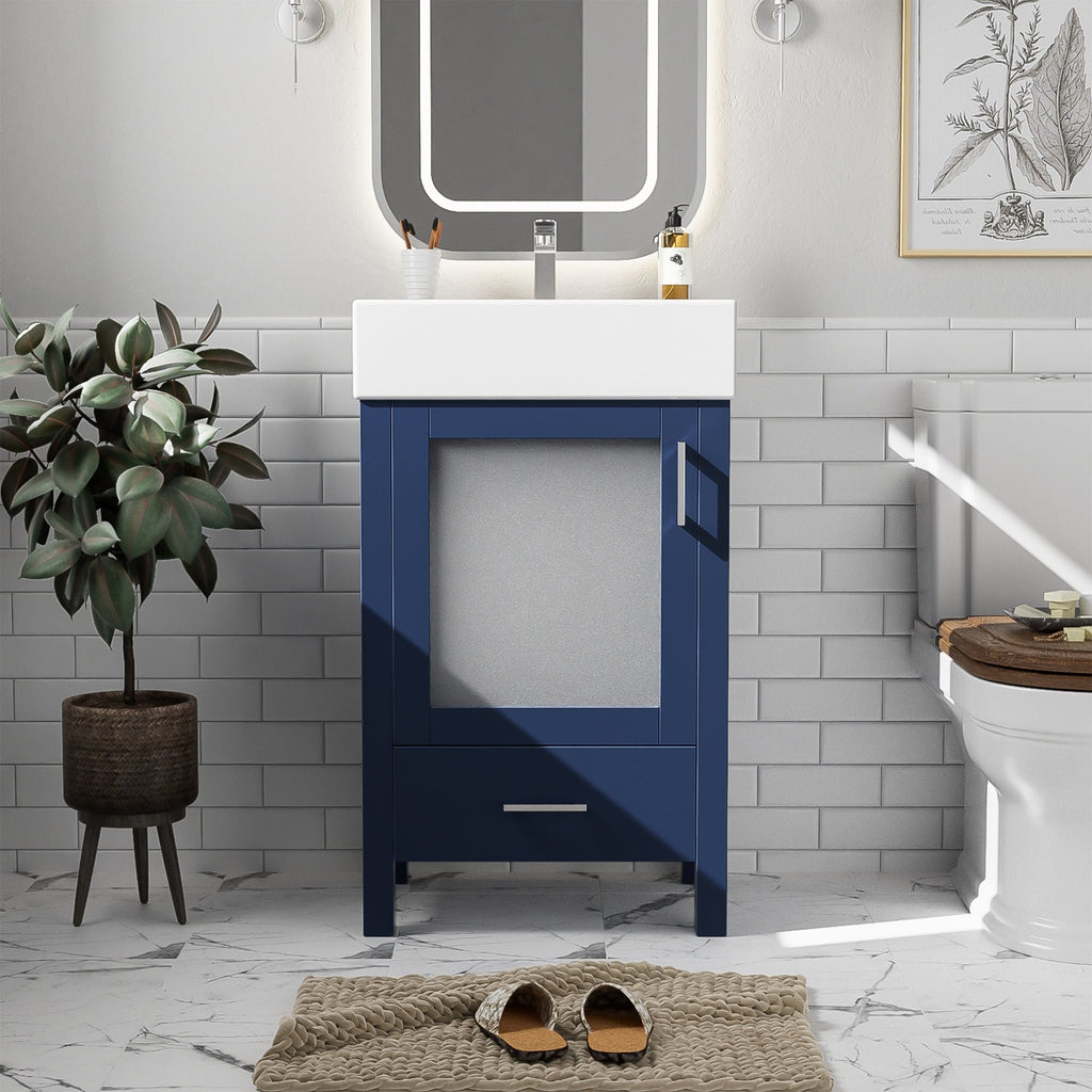 Bathroom Vanity with Ceramic Sink and Ample Storage - Blue, Green, or Black