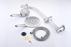 High Pressure Dual Shower Head Set with Adjustable Slide Bar - Silver