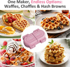 2 In 1 Heart Shape Waffle Maker with Double Mini Waffle Iron - Stainless Steel