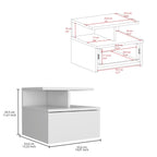Compact Floating Nightstand with 1 Drawer - White
