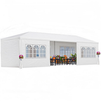 10x30' Outdoor Garden Gazebo Canopy with 8 Removable Sidewalls - White