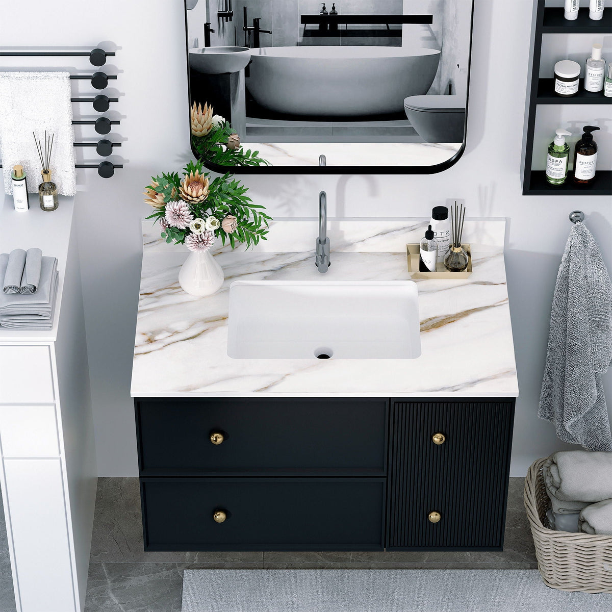 Elegant Vanity Top With Undermount Sink And Backsplash