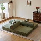 78.8" Compression Sofa - Convertible Floor Sofa Bed with Plush Fabric - Green