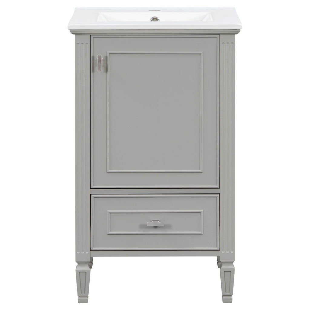 Retro Bathroom Vanity With Sink with Soft-Closing Doors - Green or Dark Gray