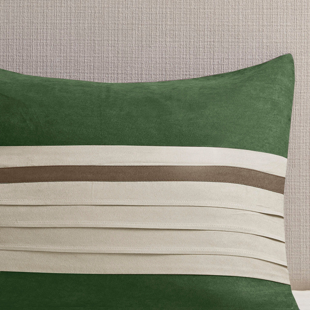 Faux Suede Comforter Set with Hypoallergenic Filling - Green