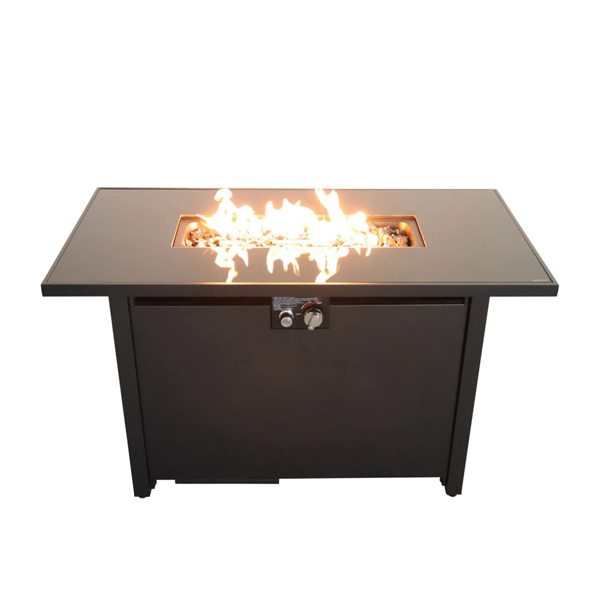 Rectangle Fire Pit with Fuel Versatility – Black