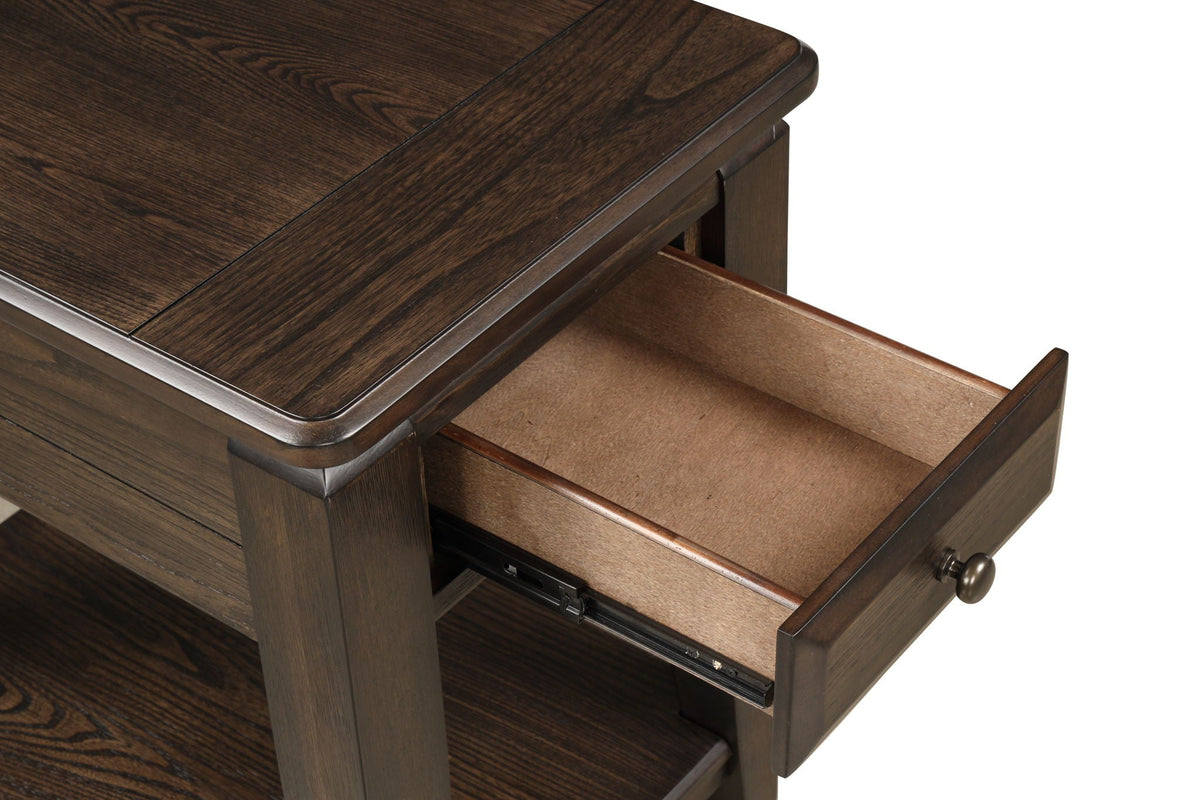 Traditional Table With Storage with Drawer - Dark Brown