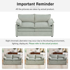 Modern Loveseat Sofa with Side Storage Pockets - Green, Beige, or Dark Gray