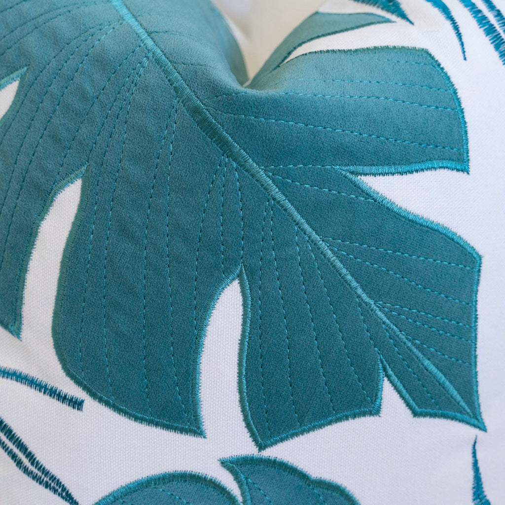 Autumn Vibes Leaf Accent Pillow with Soft Texture - Green, Dark Gray, Light Blue, Yellow, Orange
