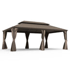 14' x 24' Hardtop Gazebo with Drainage System - Brown or Grey