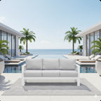 All-Weather Patio Sofa with Plush Cushions - Black or White