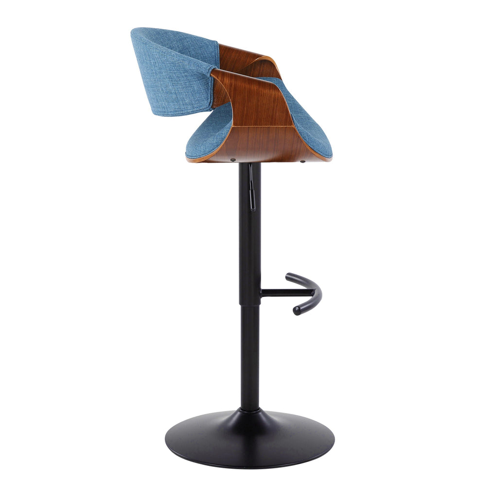 Mid Century Modern Adjustable Barstool Set with Swivel and T Footrest - Multiple Colors
