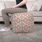 Handcrafted Fabric Accent Pouf with Rustic Elegance - Multicolor
