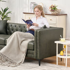 83" Tech Fabric Sofa with Metal Legs, 3 Seater Modern Upholstered Sofa - Green
