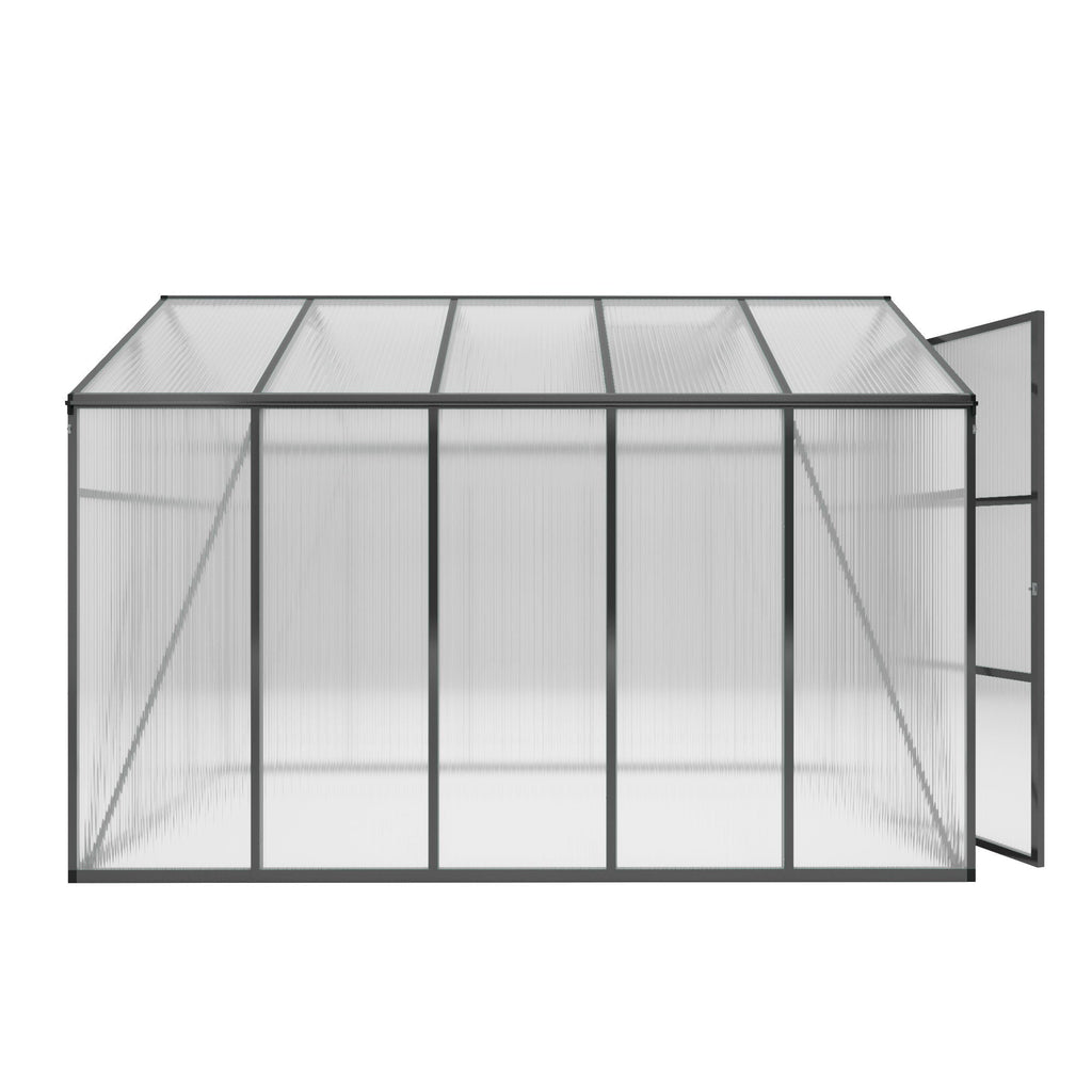 Windproof Greenhouse with Raised Base - Polycarbonate Panels - Black