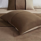 7 Piece Faux Suede Comforter Set with Decorative Pillows - Brown
