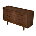 Brown 6-Drawer Dresser with Walnut Finish – Solid Wood