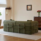 78.8" Compression Sofa - Convertible Floor Sofa Bed with Plush Fabric - Green