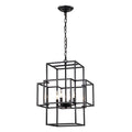 4 Light Metal Lantern Pendant Light with Adjustable Height - Black or Gold