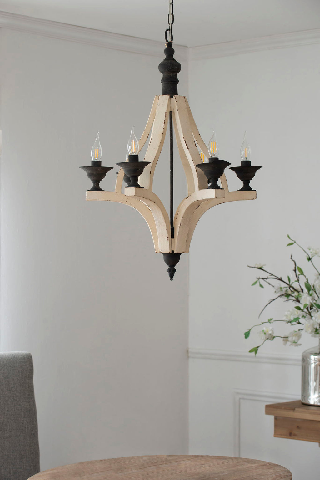 6 Light Wood Chandelier
