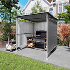 Outdoor Pergola Bike Storage Shed with Galvanized Steel Roof - Gray