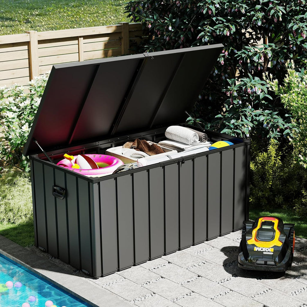 200 Gallon Metal Deck Box with Lockable Lid - Dark Gray or Brown