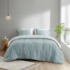 Cotton Jacquard Comforter Set with Reversible Design - Aqua