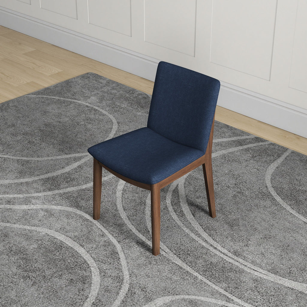 Mid-Century Modern Solid Wood Dining Chair Set with Fabric Upholstery - Multiple Colors
