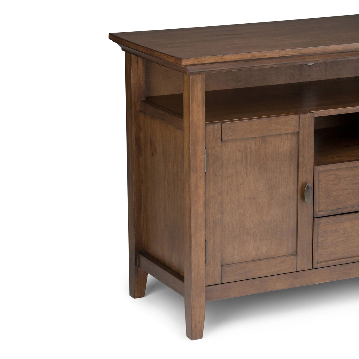 Tall TV Media Stand with Adjustable Storage - Rustic Natural Aged Brown