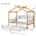 House Bed With Bookshelf Storage and Integrated Shelves - White