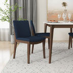 Mid-Century Modern Solid Wood Dining Chair Set with Fabric Upholstery - Multiple Colors