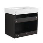 Modern Bathroom Vanity with Ceramic Basin and Storage Cabinet - Light Brown, Black, or White