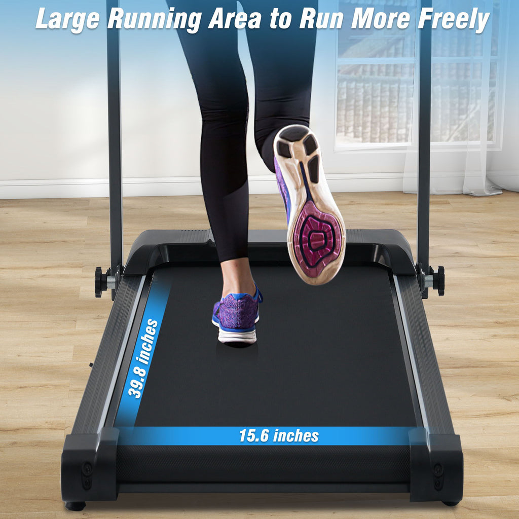 Folding Walking Pad Treadmill with Incline - Black